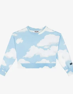 Moschino Girl^Allover Clouds cotton sweatshirt LIGHT BLUE