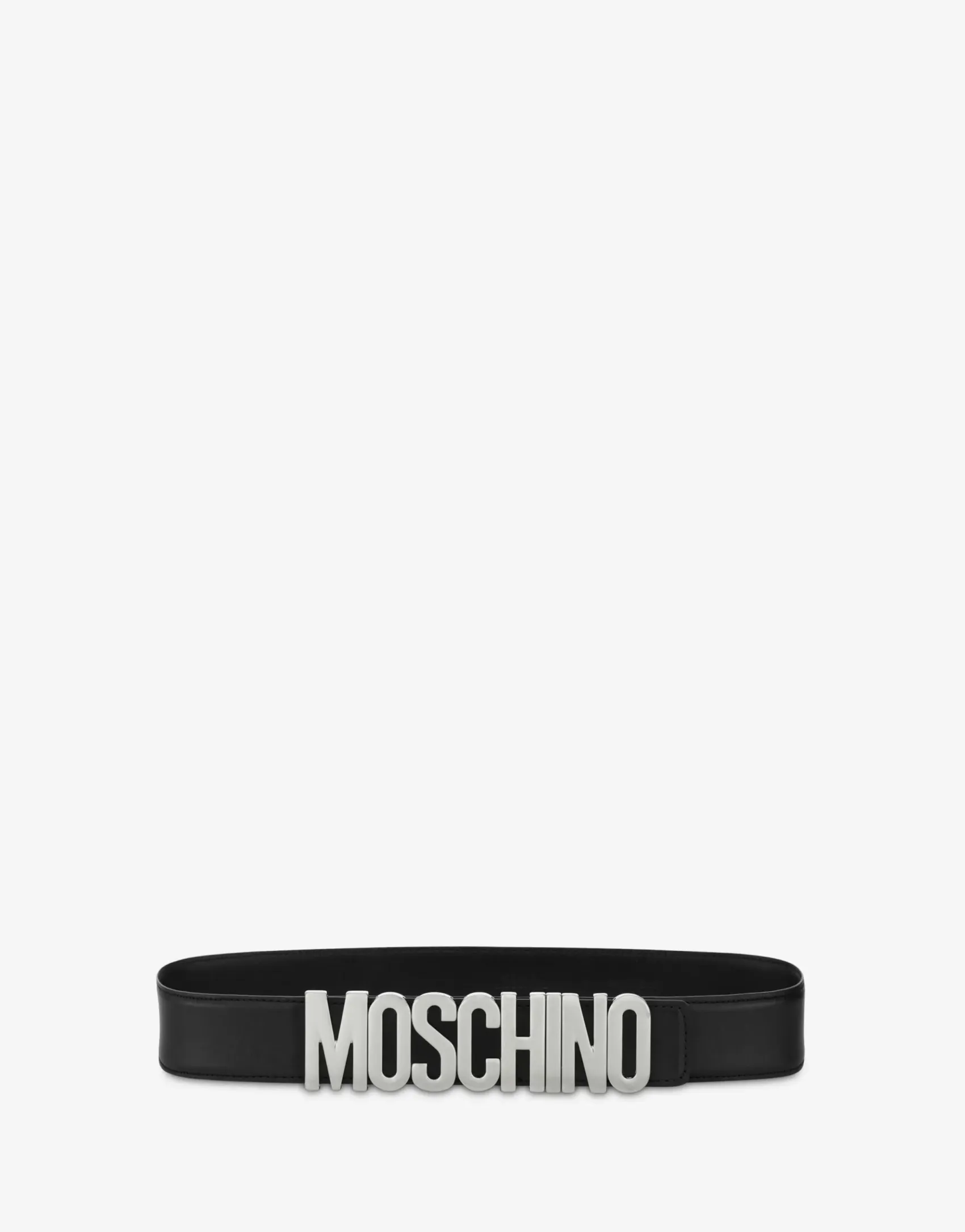 Moschino Belts^Belt in leather with logo BLACK