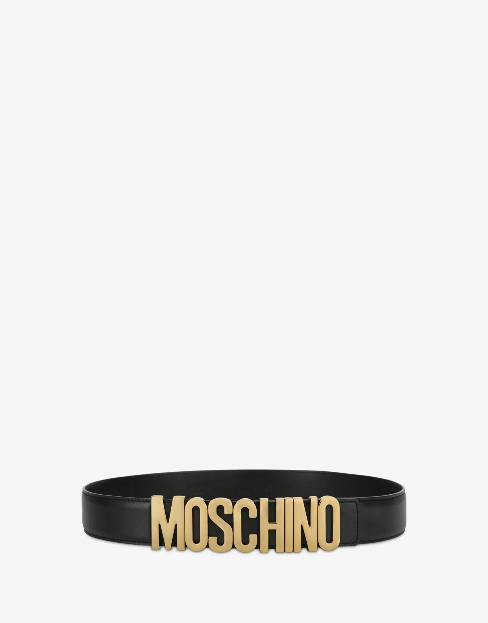 Moschino Belts^Belt in leather with logo BLACK