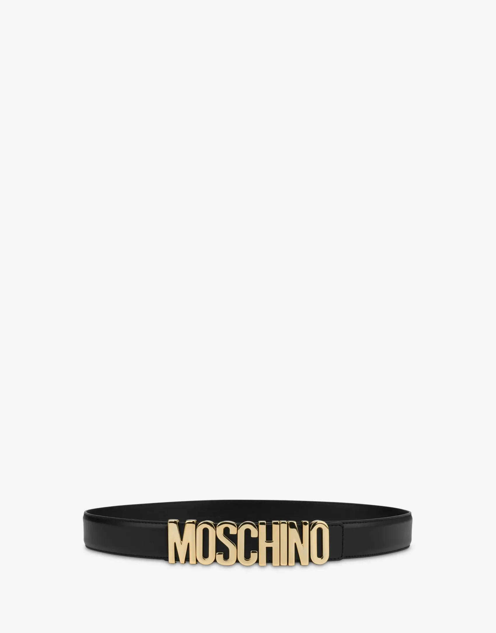 Moschino Belts^Belt in leather with logo BLACK