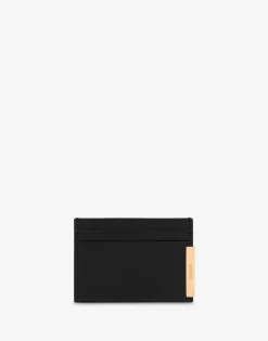 Moschino Wallets & Key Rings^Calf Metal Plaque Cardholder BLACK