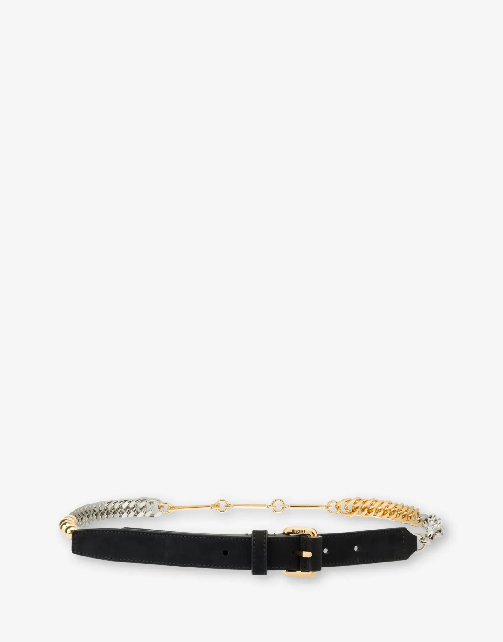 Moschino Belts^Calfskin belt with chains BLACK