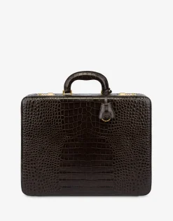 Moschino Bags & Backpacks^Croc Print Briefcase DARK BROWN