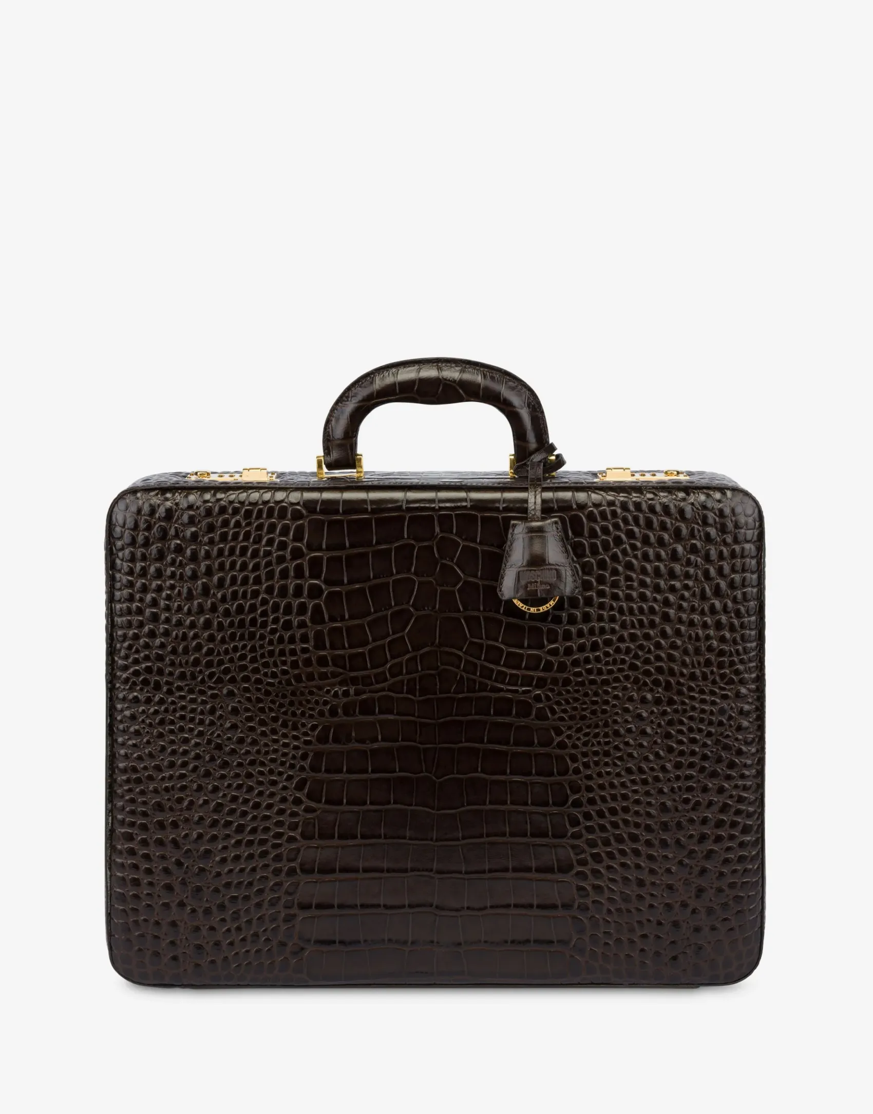 Moschino Bags & Backpacks^Croc Print Briefcase DARK BROWN