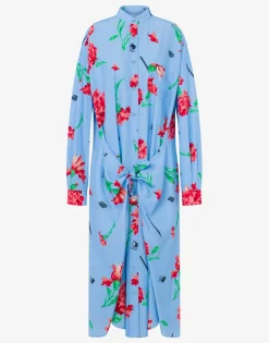 Moschino Dresses^Cupro Canvas Dress Carnation Print LIGHT BLUE