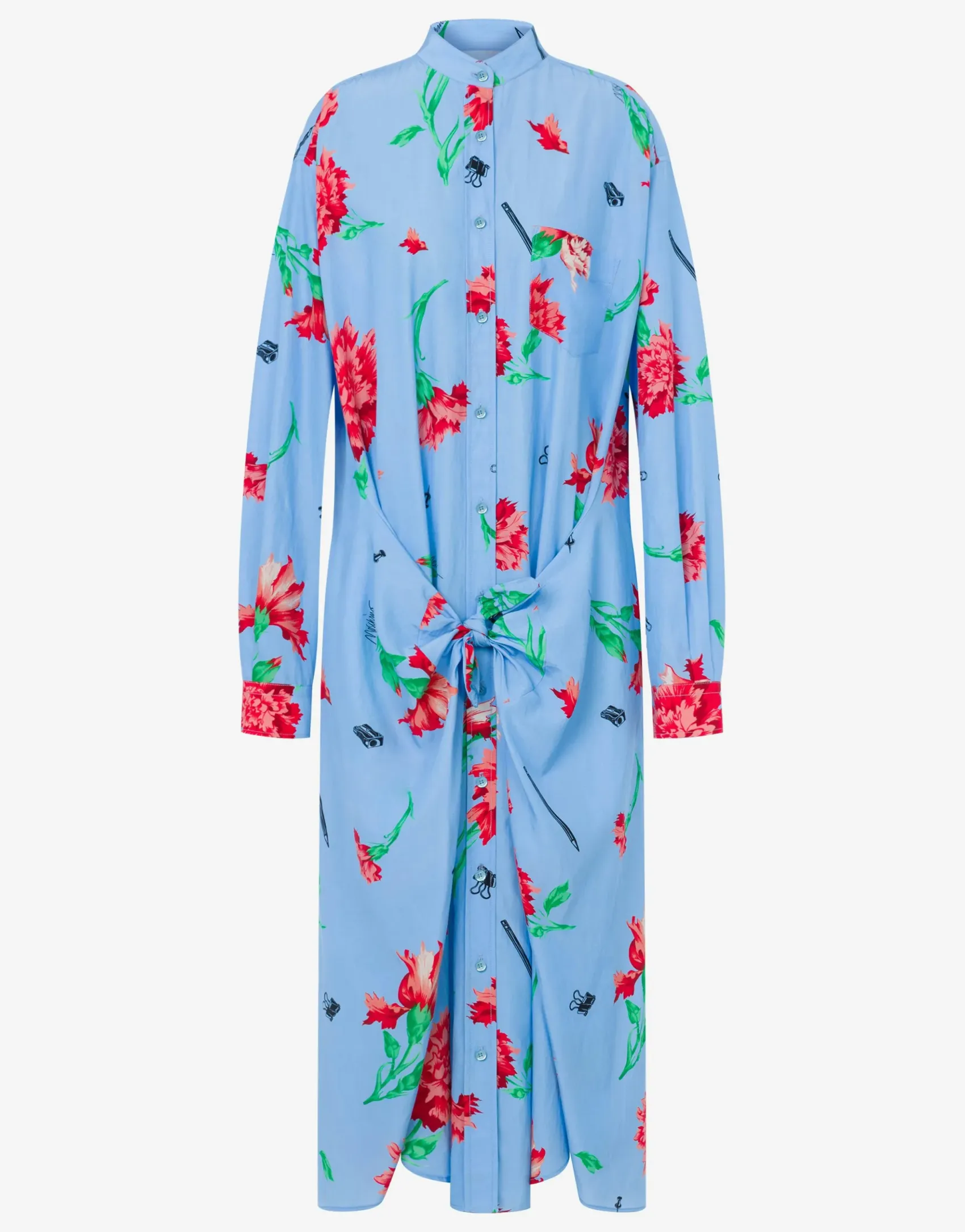Moschino Dresses^Cupro Canvas Dress Carnation Print LIGHT BLUE