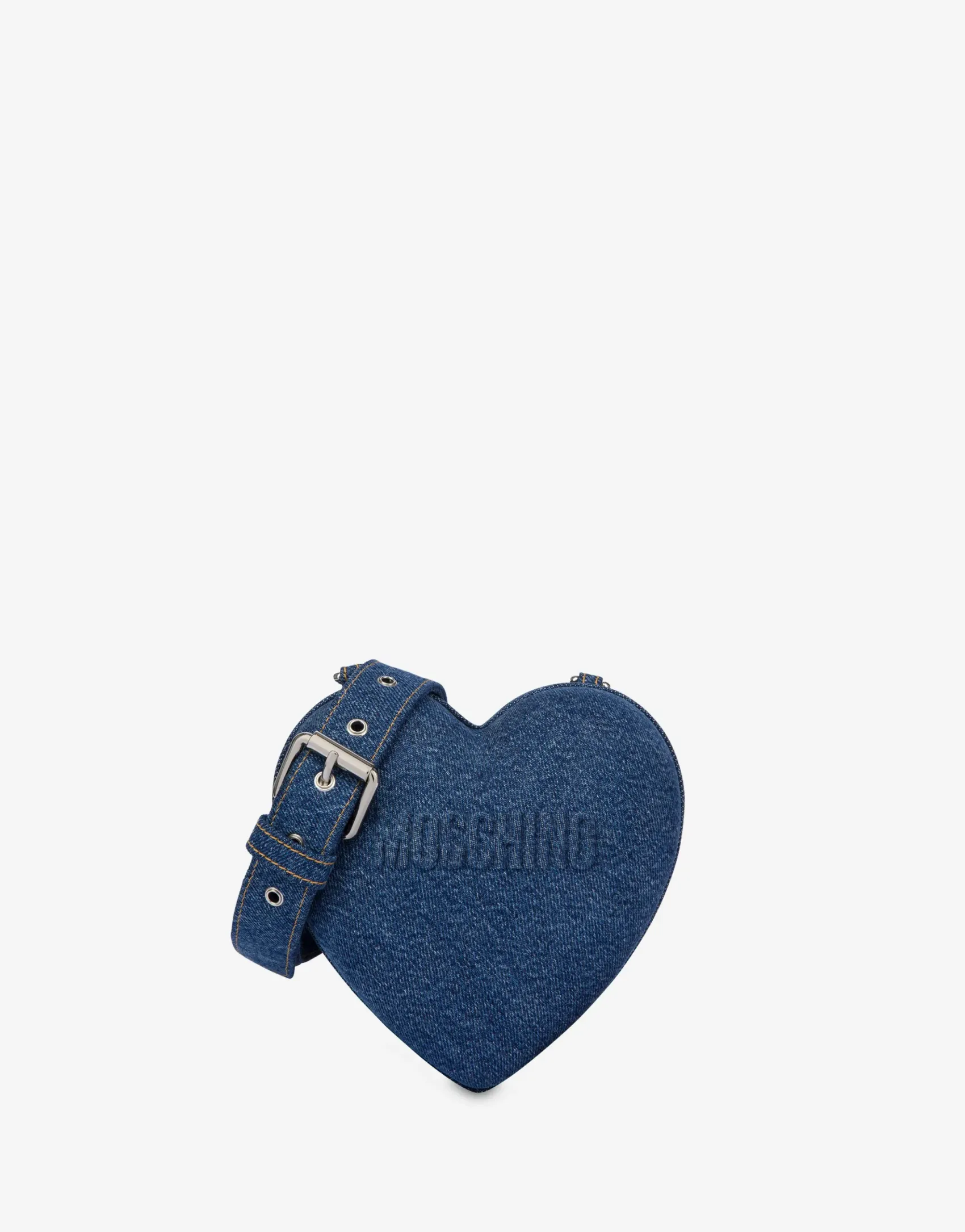 Moschino Shoulder Bags^Denim Heartbeat bag with logo BLUE DENIM