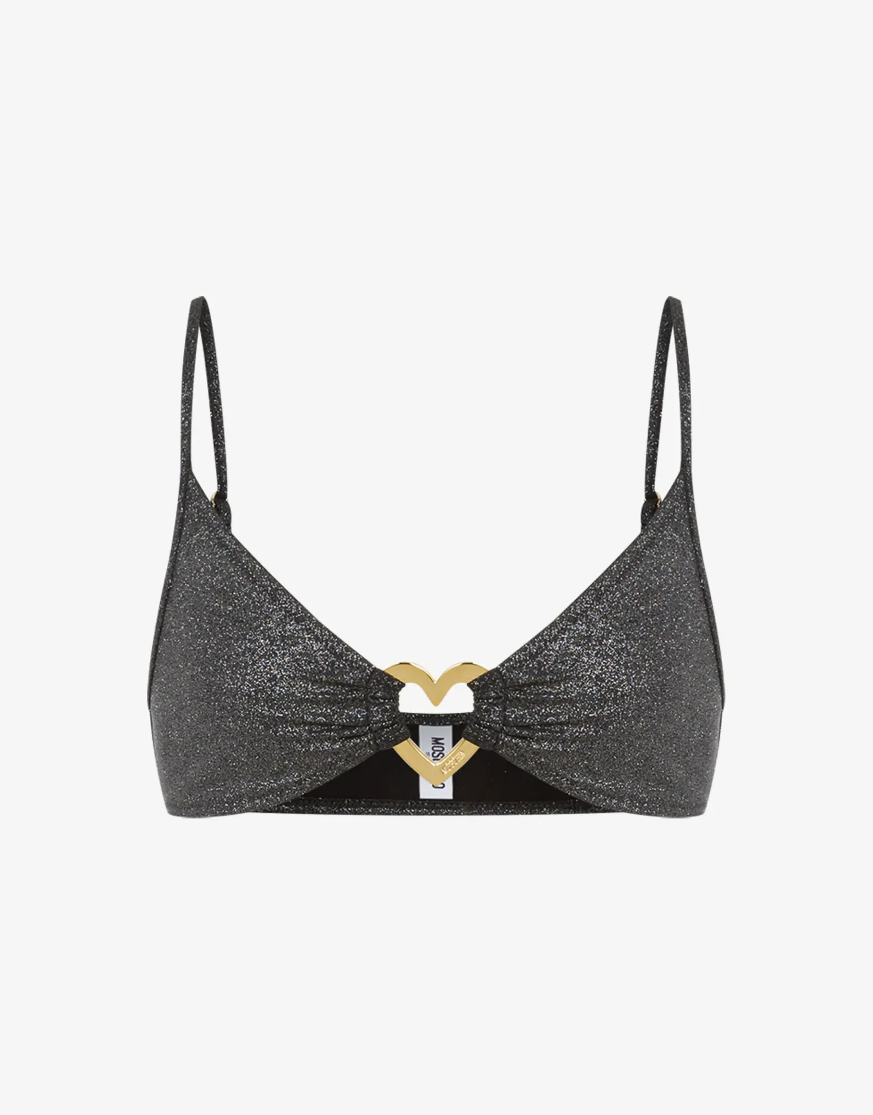 Moschino Swimwear^Glitter Metal Heart Bikini Top BLACK