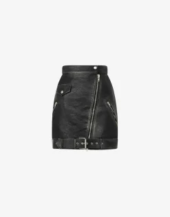 Moschino Co-ords|Skirts^Heavy nappa leather mini skirt BLACK
