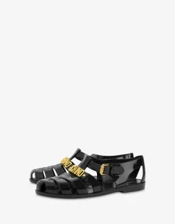 Moschino Sandals & Mules^Jelly sandals with Lettering logo BLACK
