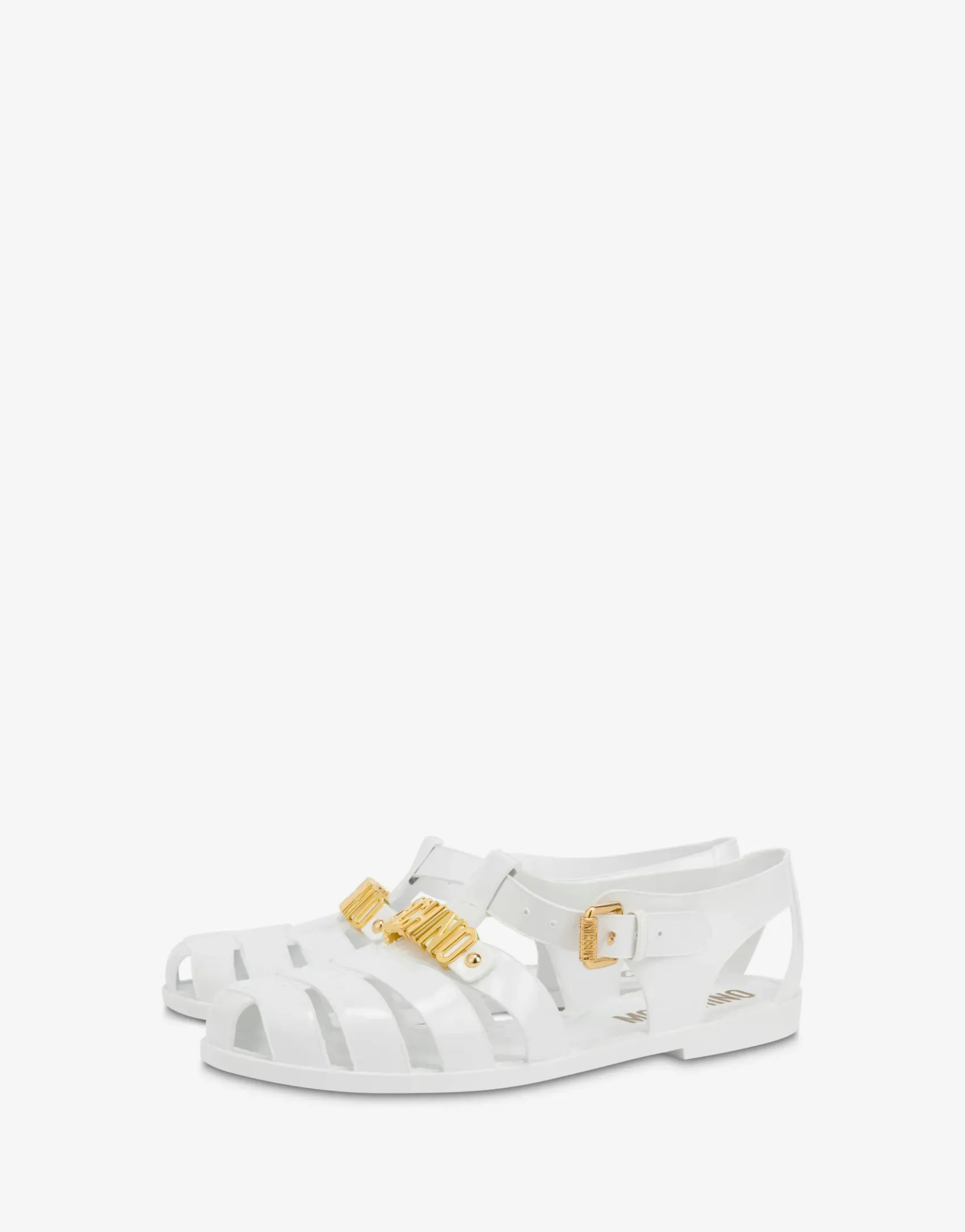 Moschino Flats^Jelly sandals with Lettering logo WHITE