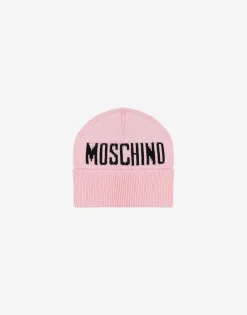 Moschino Girl|Boy^Knit hat with logo CONFETTI PINK