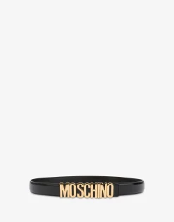 Moschino Belts^Leather belt with logo BLACK