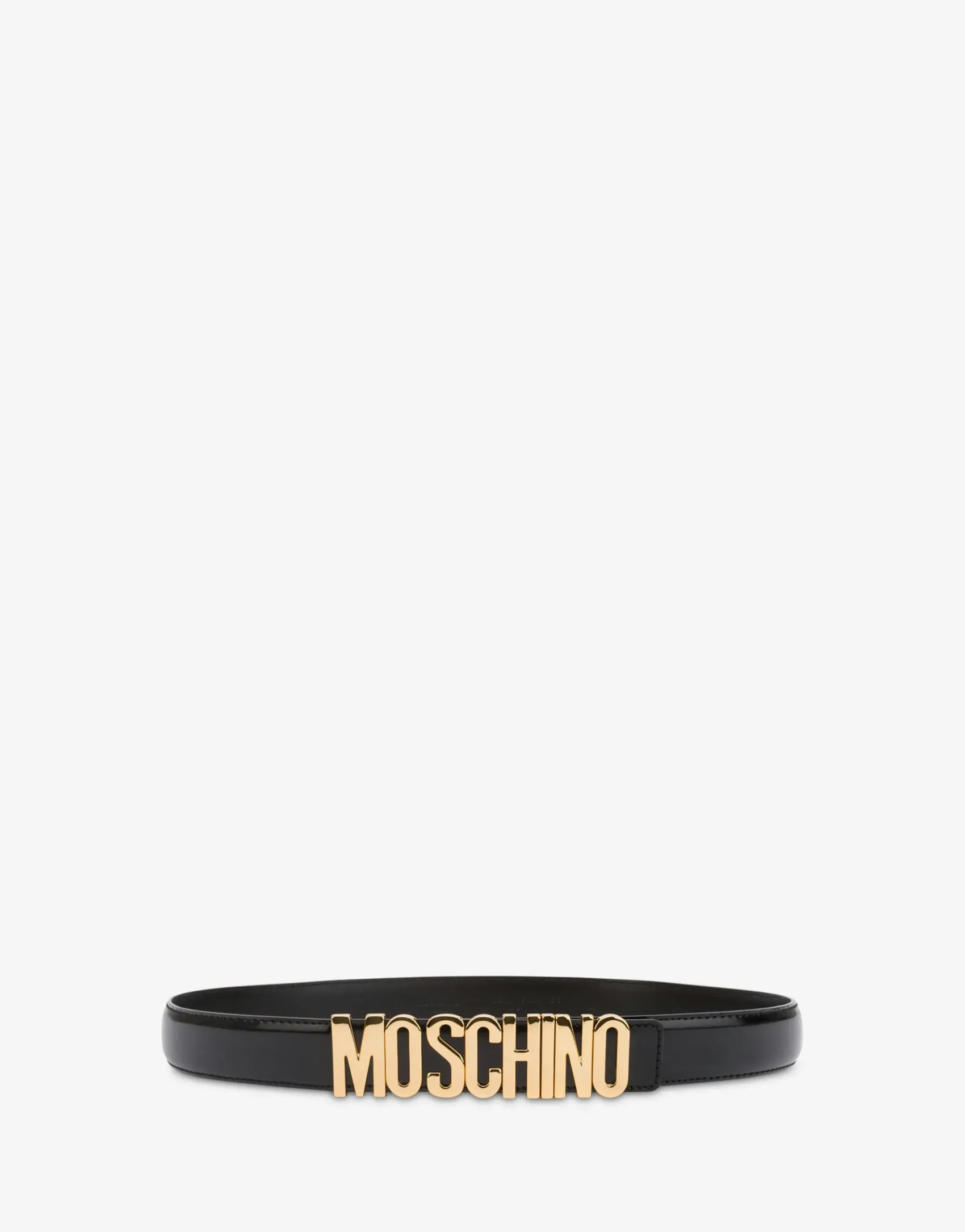 Moschino Belts^Leather belt with logo BLACK