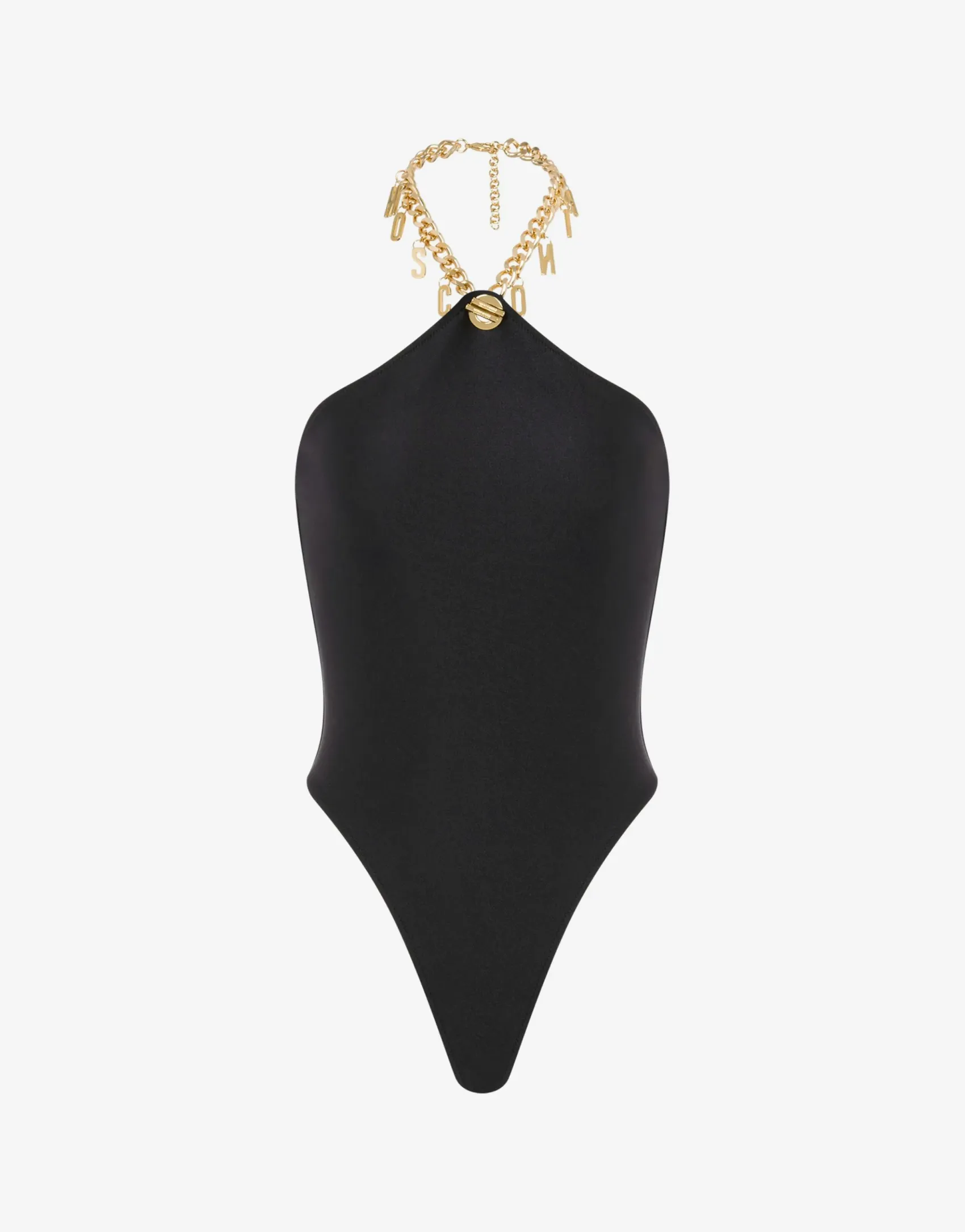Moschino Swimwear^Lettering Charm One-piece Swimsuit BLACK