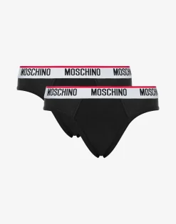 Moschino Underwear^Logo Band set of 2 stretch briefs BLACK