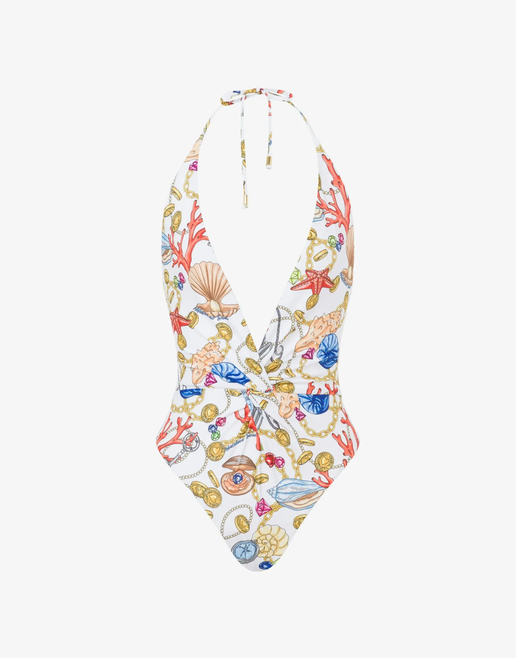 Moschino Swimwear^Marine Print One-piece Swimsuit WHITE