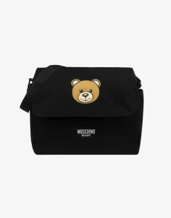 Moschino Baby Accessories^Mom Bag with Changing Mat Teddy Print BLACK
