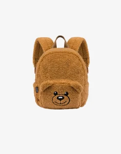 Moschino Baby Accessories^Teddy Bear soft fabric backpack CARAMEL