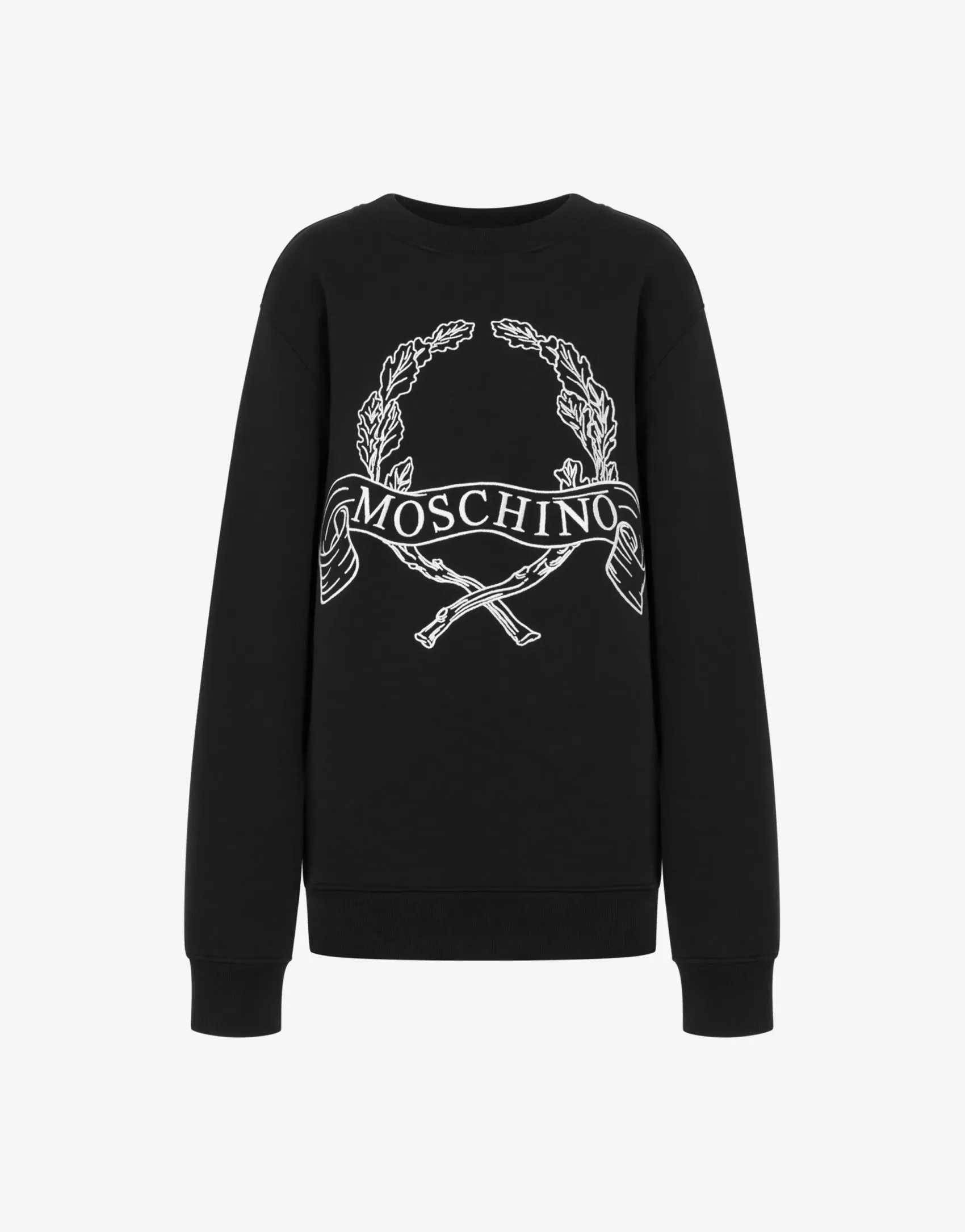 Moschino T-shirts & Sweatshirts^Organic Cotton Hoodie Laurel Crown Logo BLACK