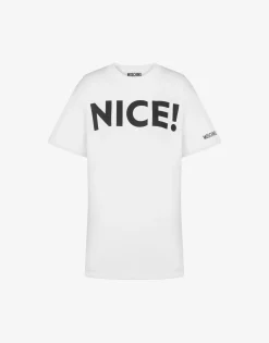 Moschino T-shirts & Sweatshirts^Organic jersey T-shirt 'Nice!' WHITE
