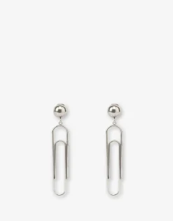 Moschino Jewelry^Paper Clips Drop Earrings SILVER