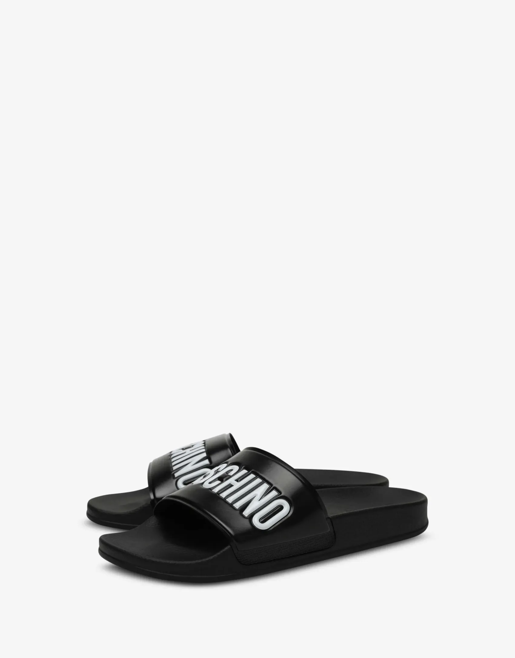 Moschino Sandals & Mules^Rubber pool slides with logo BLACK