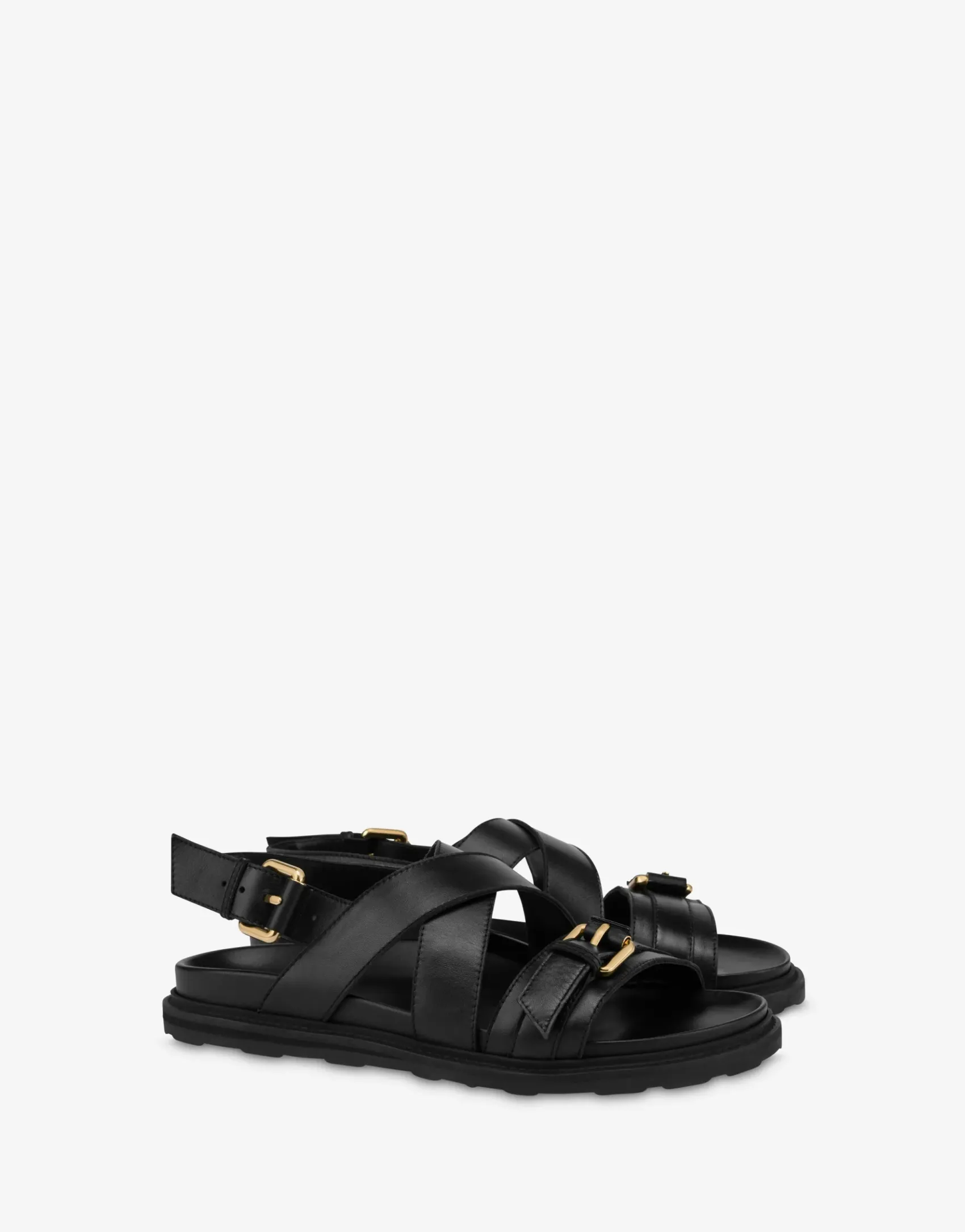 Moschino Sandals & Mules^Sandals in calf leather with buckles BLACK