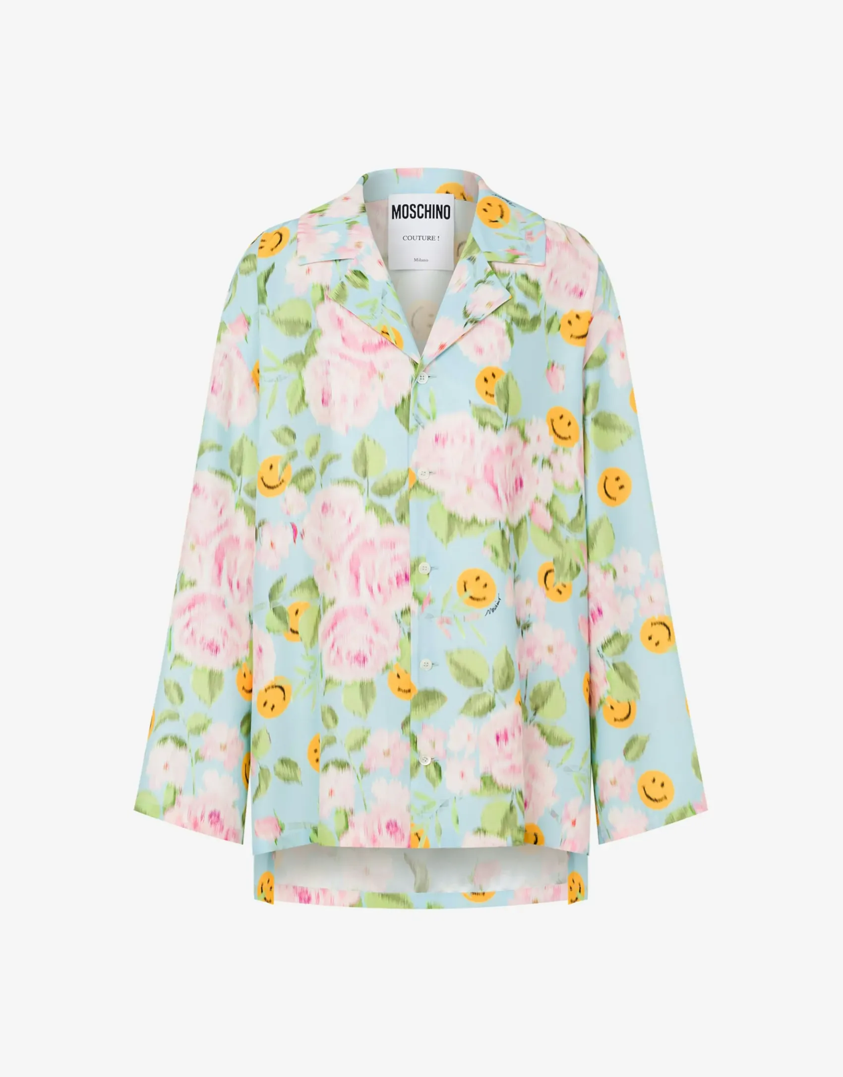 Moschino Shirts & Tops^Silk satin shirt Smiley® & Roses SKY BLUE