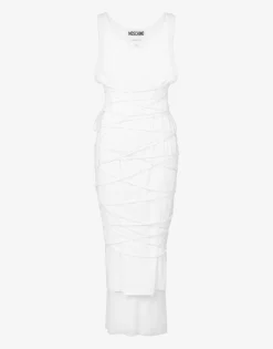 Moschino Dresses^Stretch cotton dress with laces WHITE
