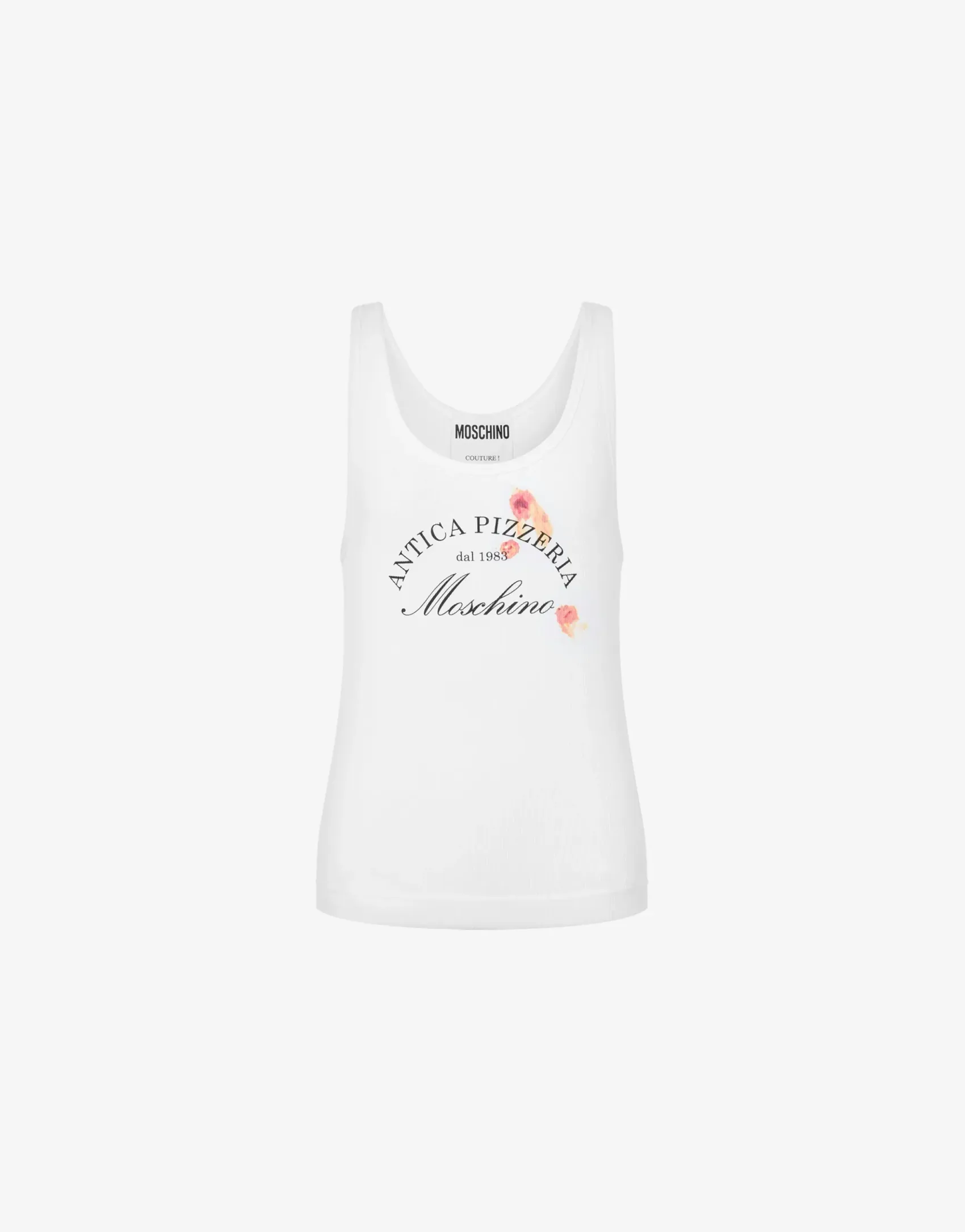 Moschino Shirts & Tops^Stretch Cotton Tank Top Antica Pizzeria WHITE