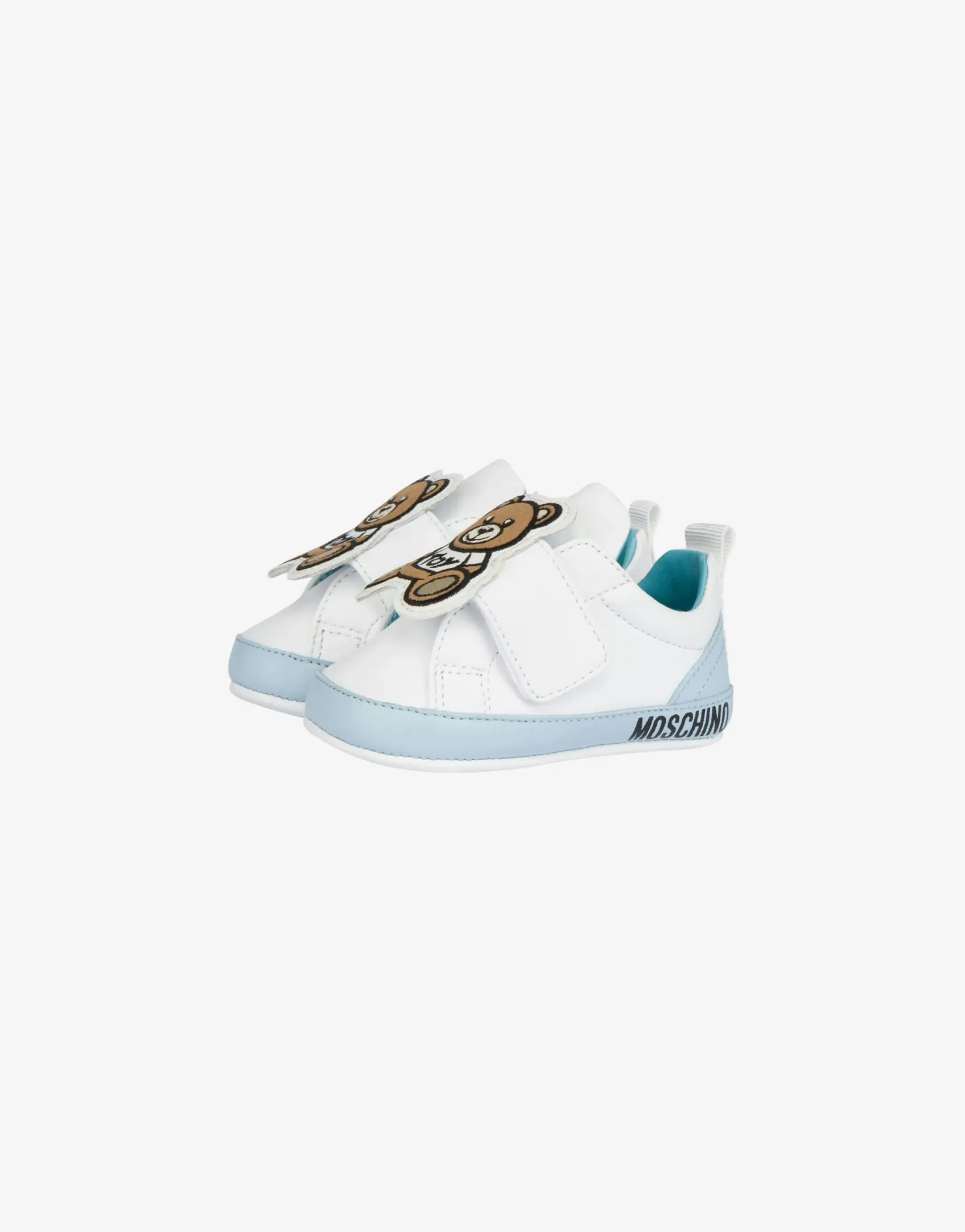 Moschino Girls Shoes|Girl^Teddy Patch Nappa leather sneakers AZURE