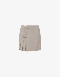 Moschino Co-ords|Skirts^Wool flannel mini skirt with straps LIGHT BROWN