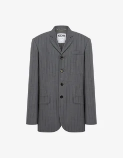 Moschino Jackets|Co-ords^Wool Pinstripe Jacket DARK GREY