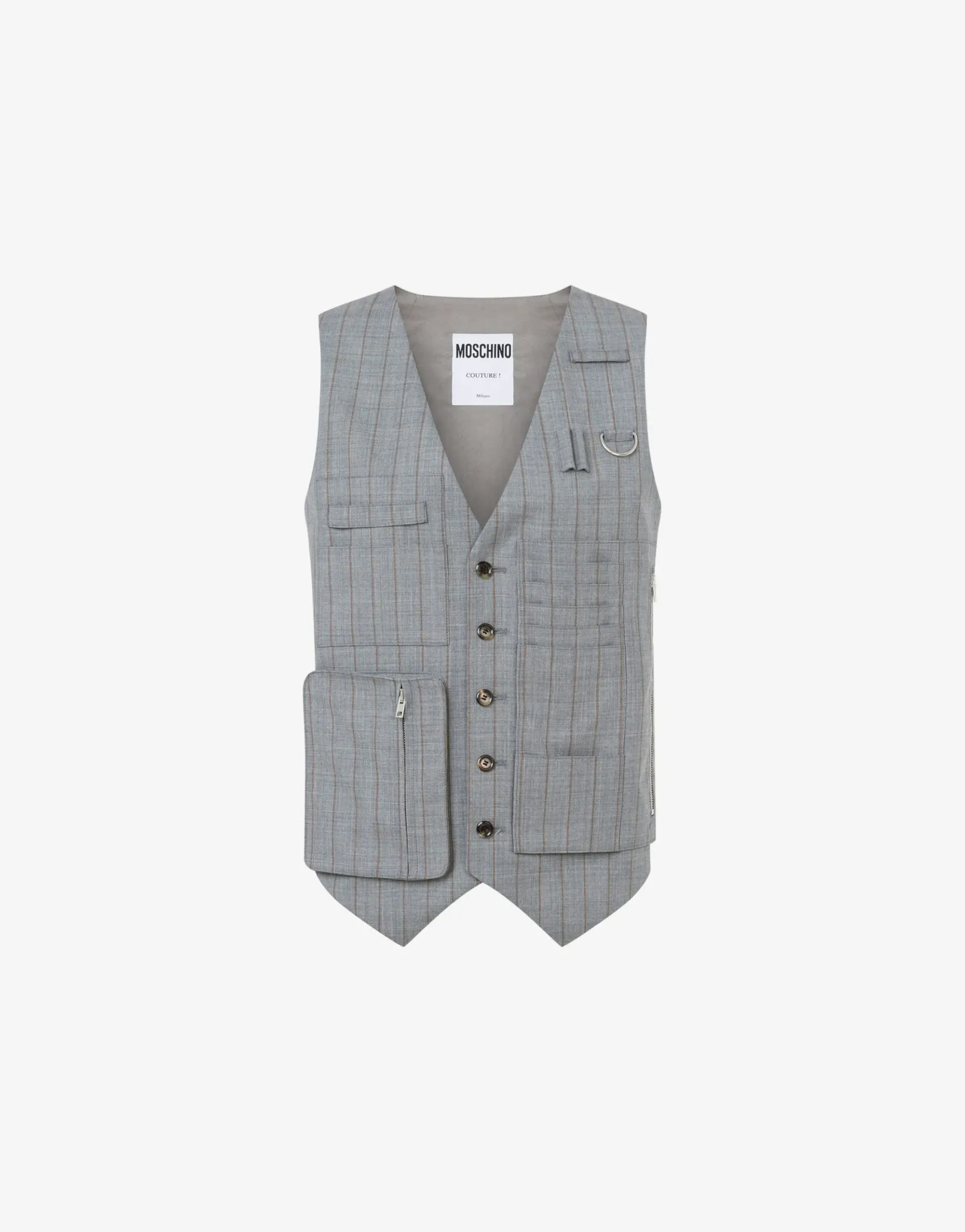 Moschino Jackets|Co-ords^Wool Pinstripe Waistcoat Office Inspiration DARK GREY