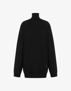 Moschino Knitwear^Wool sweater with cut-out Golden M BLACK